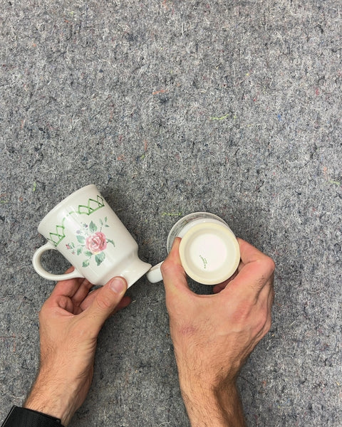 Two Pfaltzgraff Garden Trellis Pattern Footed Mugs