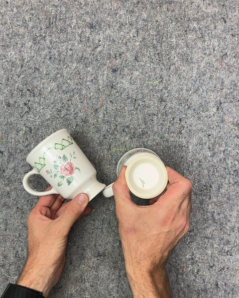 Two Pfaltzgraff Garden Trellis Pattern Footed Mugs
