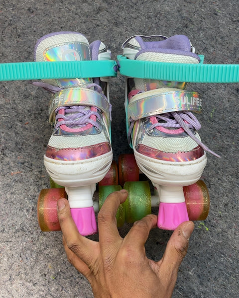Sulifee Rainbow Roller Skates, Sz 10C-13C US or 28-31 EU