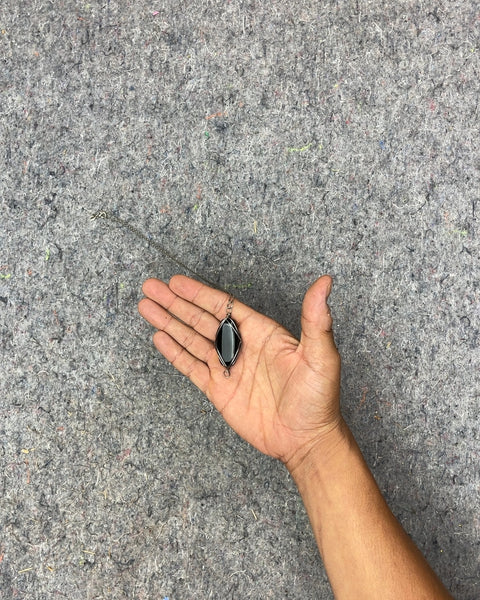 Black Stone Pendant Necklace