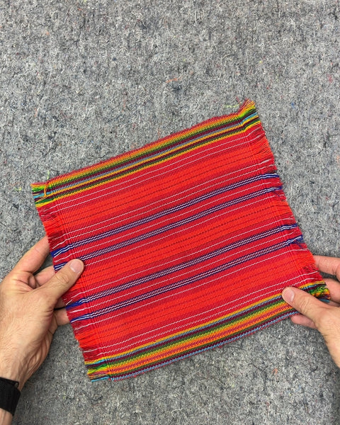 Red Striped Woven Placemat, 10x10"