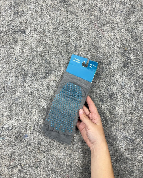 Gray Yoga Socks with Grips, 2 Pair