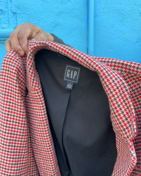 GAP Red and Black Houndstooth Blazer, Size Petite