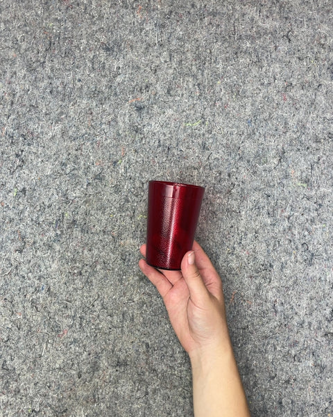 Red Plastic Drinking Glass For When You Want To Drink A Small Glass of Orange Juice Like You're At An Old Diner