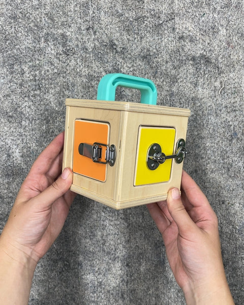 Wooden Activity Cube with Latches