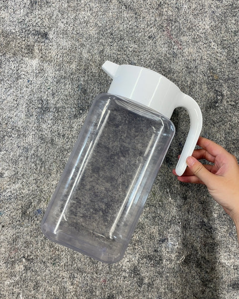 Clear Plastic Pitcher with White Lid