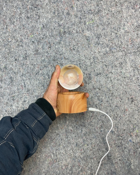 Crystal Ball with Wooden Base and Light