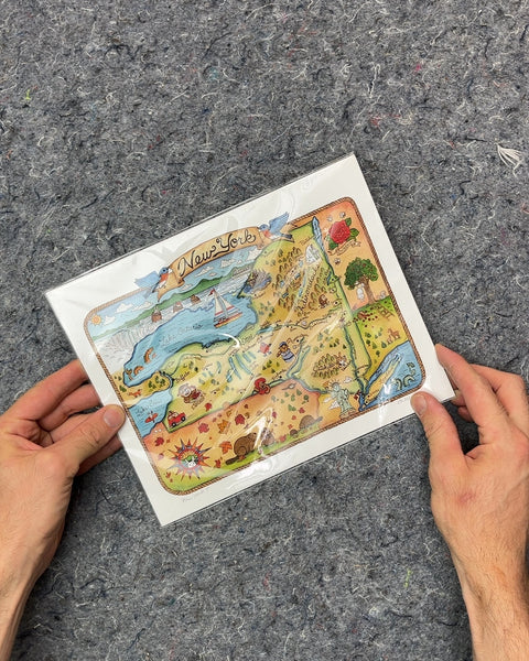 New York State Illustrated Map Art Print, 8x10"