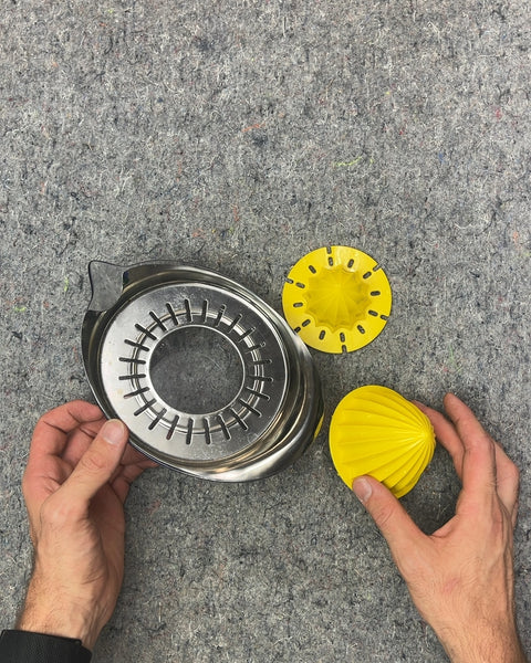 Stainless Steel Citrus Juicer with Yellow Reamer