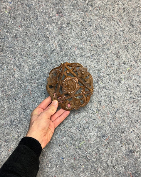 Pretty Carved Wooden Trivet