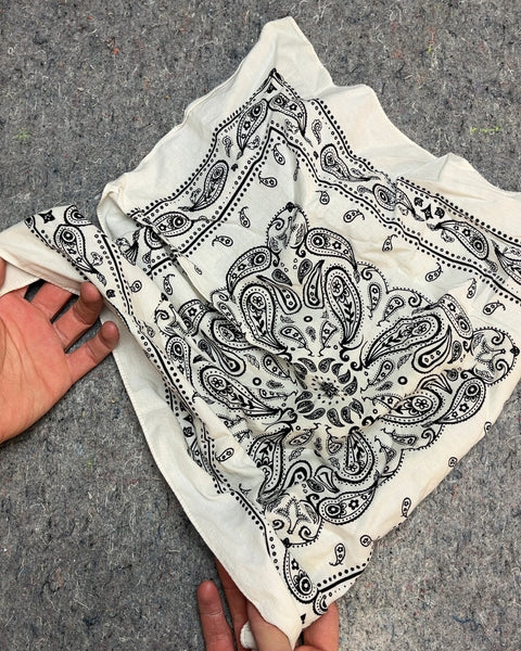 White and Black Paisley Bandana