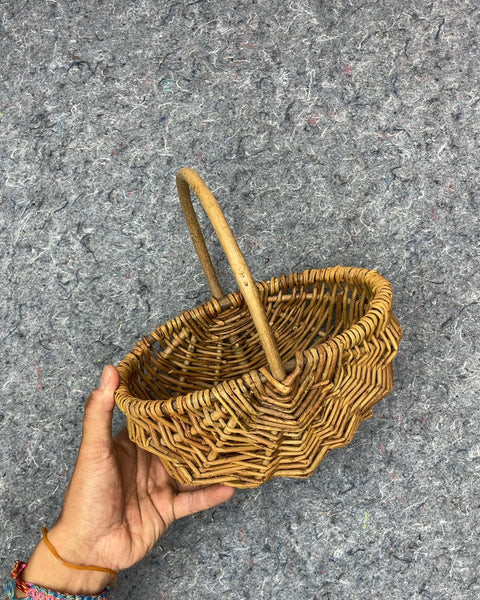 Small Woven Wicker Basket with Handle