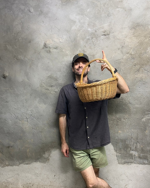 Woven Wicker Basket with Handle, W15"