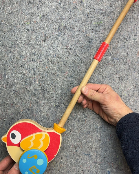 Hape Wooden Push Toy Bird That Makes Cute Sounds