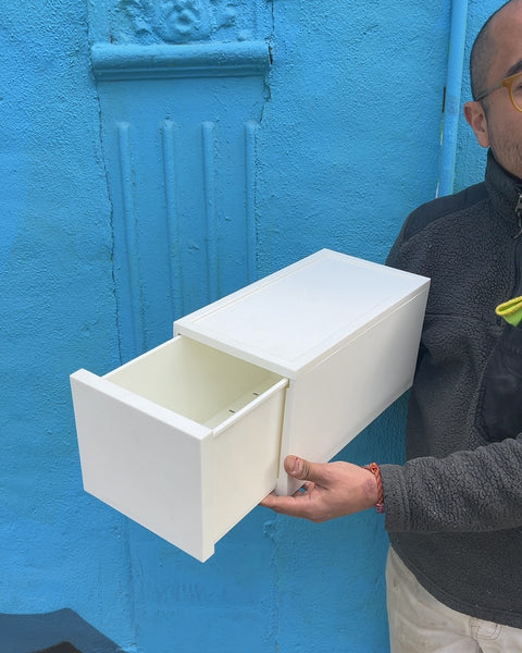 Astage White Stackable Polypropylene Storage Drawer, W7xD14.5xH7"