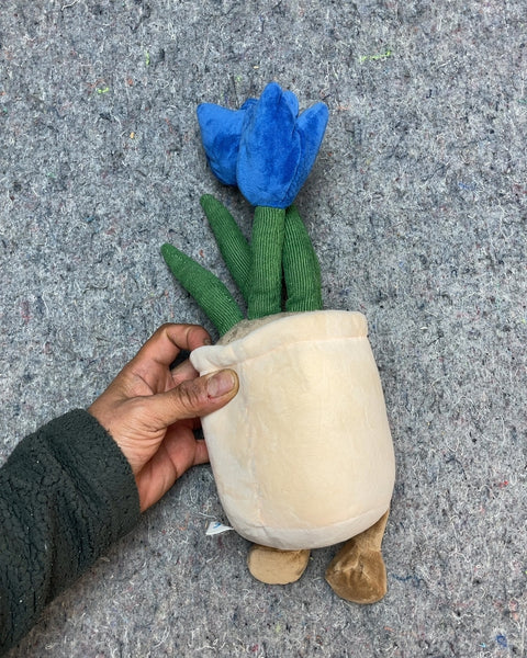 Plush Flower Pot with Blue Tulips