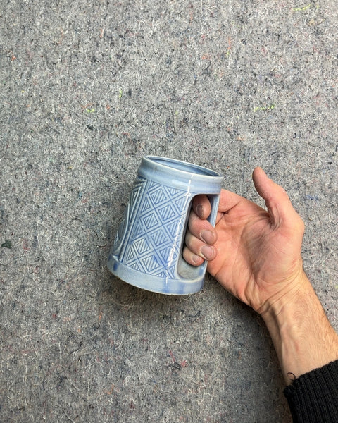Blue Ceramic Tiki Mug