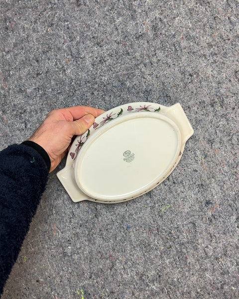Vintage Oval Serving Dish with Floral Design