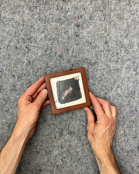 Small Wooden Frame with Black and White Fabric Art, 5x5"