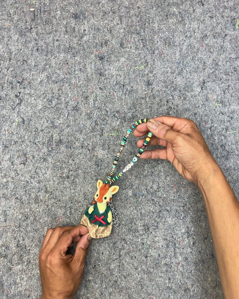 Giraffe Plush Keychain with Beaded Chain