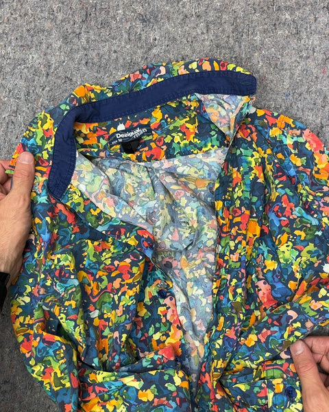 Desigual Multicolor Abstract Print Button-Up Shirt, Size M