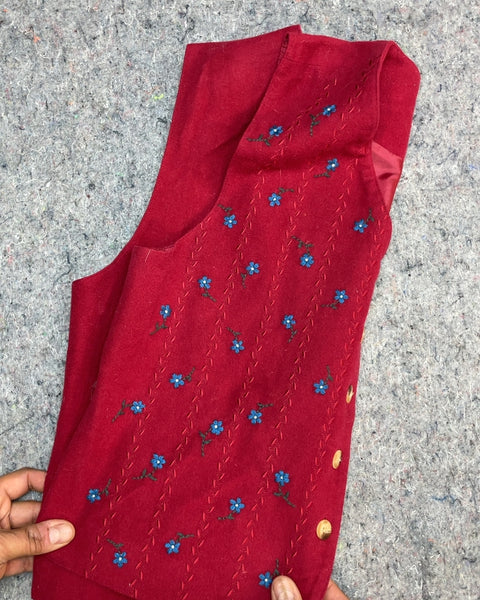 Talbots Floral Embroidered Vest, Size S