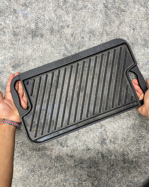 Cuisinel Reversible Cast Iron Grill and Griddle Pan, 17x8”