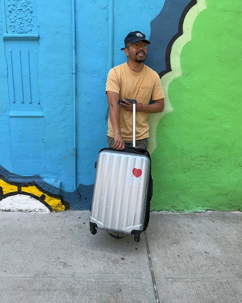 Silver Carry-On Suitcase with I Love NY Decal