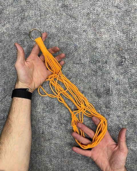 Orange Macrame Plant Hanger with Metal Ring, 32"