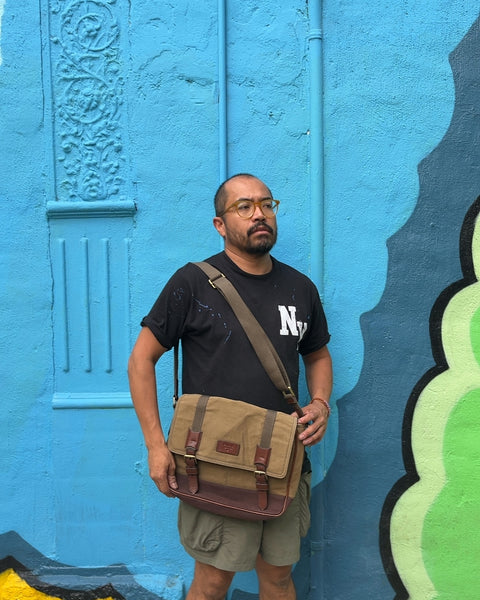 Fossil Canvas and Leather Messenger Bag