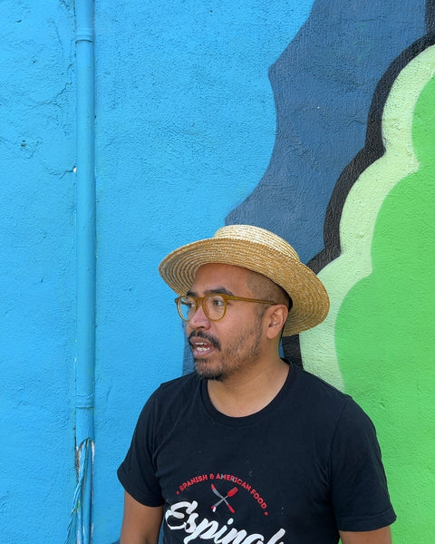 Straw Boater Hat with Striped Band