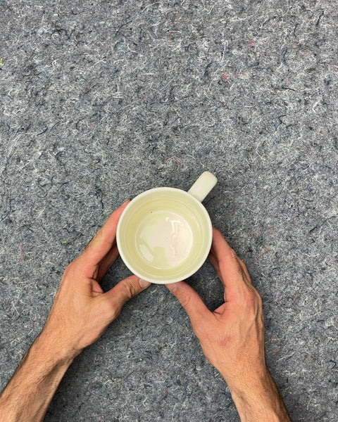 White Ceramic Mug with Green Dotted Pattern