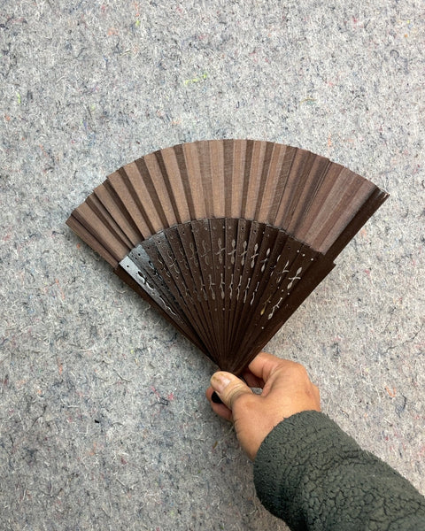 Brown Folding Hand Fan