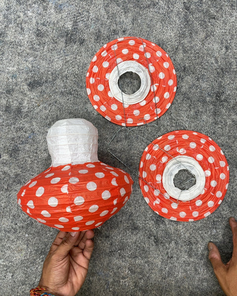 Mushroom Polka Dot Paper Lanterns, Set of 3
