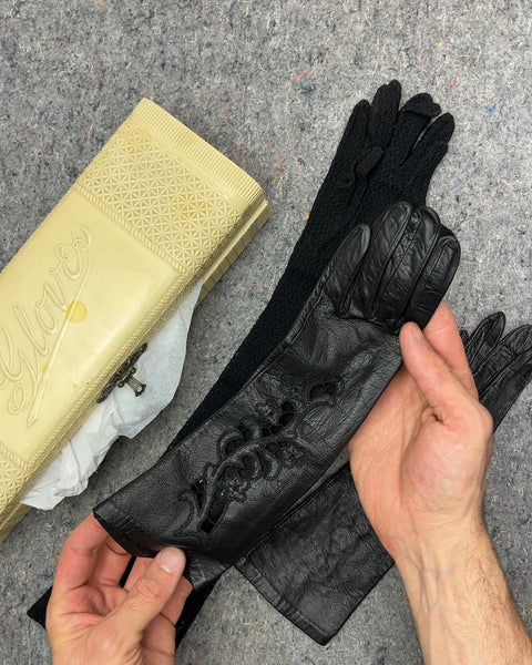 Vintage Gloves Box with Two Pairs Of Gloves, Size S
