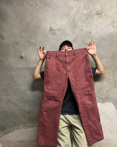 Dickies Maroon Duck Canvas Carpenter Pants, Size W36/L32