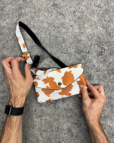 Cow Print Faux Leather Belt Bag Pouch