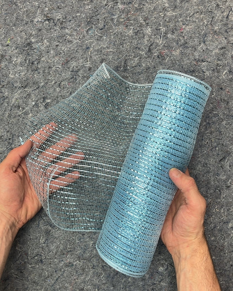 Blue Metallic Mesh Ribbon Roll