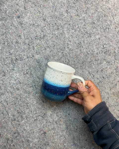 Oversized Blue & White Speckled Mug