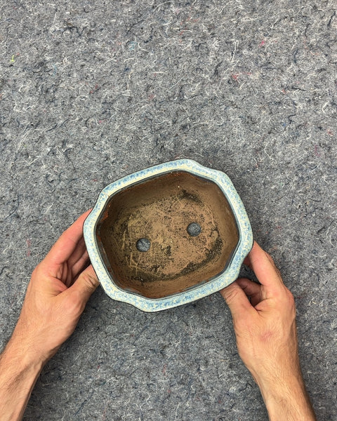 Blue Ceramic Bonsai Planter, W7"