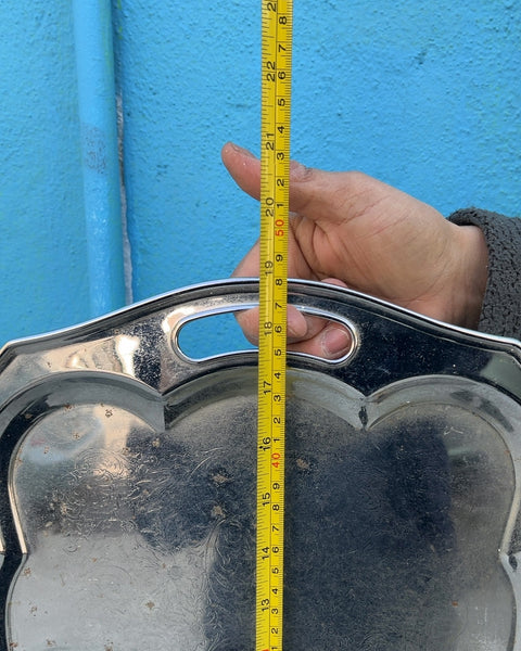 Silver Scalloped Serving Tray, L19"