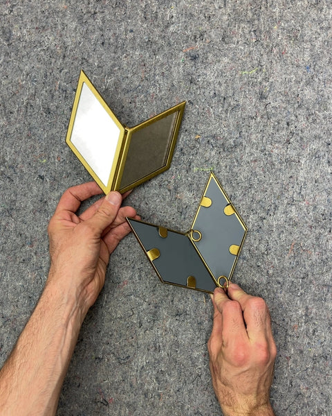 Two Urban Outfitters Brass-tone Chevron Mirrors