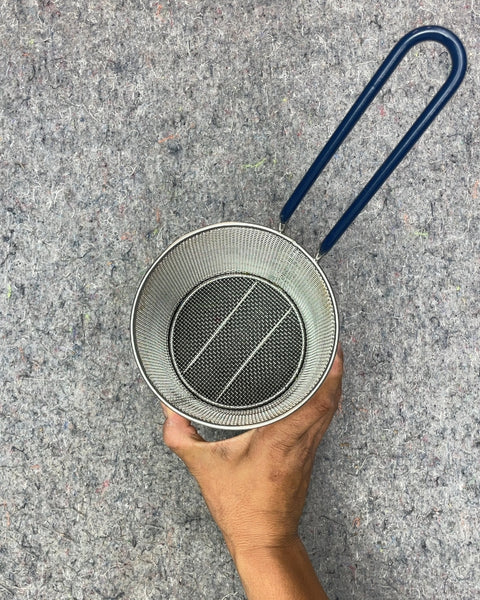 Stainless Steel Fryer Basket with Blue Handle, 7x5"