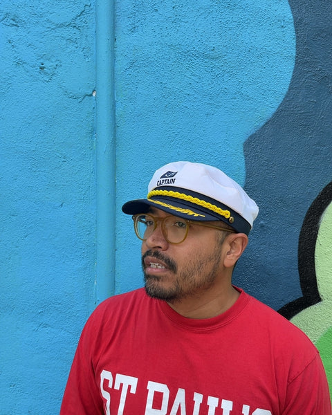 White and Blue Captain Hat