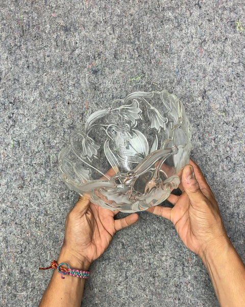 Frosted Floral Glass Bowl