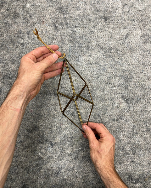 Geometric Brass Wire Hanging Air Plant Holder, H9"