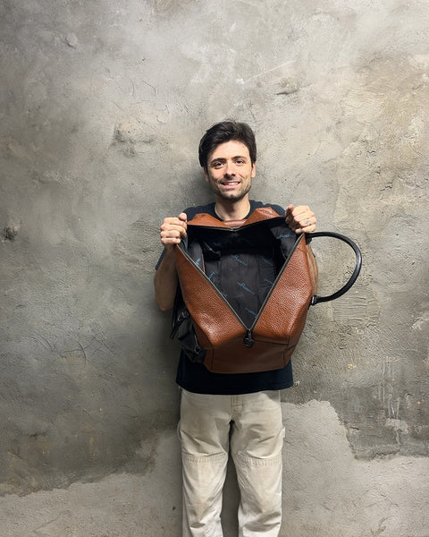 Cool Two-Tone Leather Duffle Bag