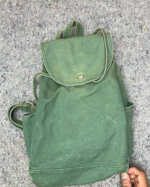 Baggu Green Canvas Drawstring Backpack