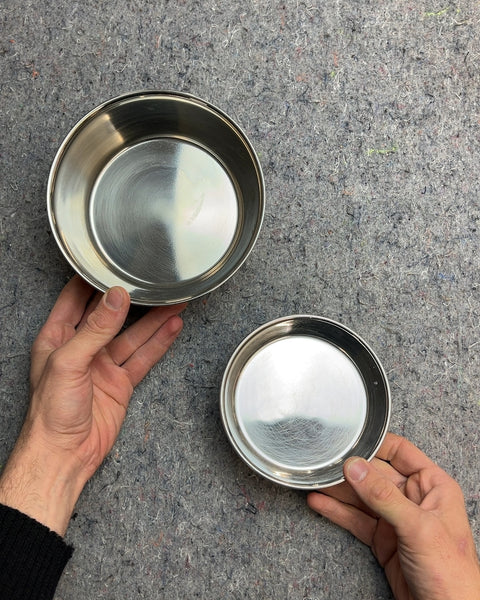 One Larger & One Smaller Stainless Steel Pet Bowl With Rubber Base
