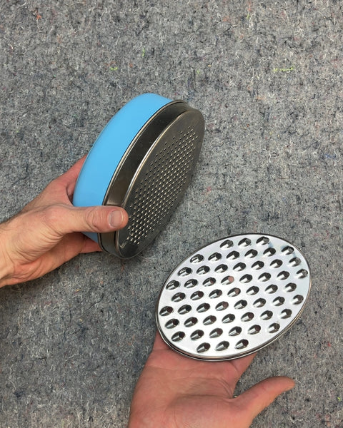 Oval Cheese Grater with Blue Lid